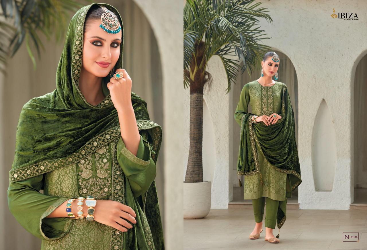 Ibiza Sadgi Jacquard Silk with Velvet Pach Salwar Kameez Wholesale Catalog