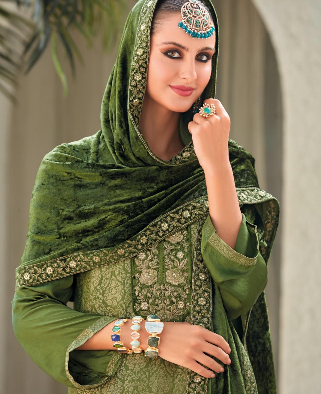 Ibiza Sadgi Jacquard Silk with Velvet Pach Salwar Kameez Wholesale Catalog