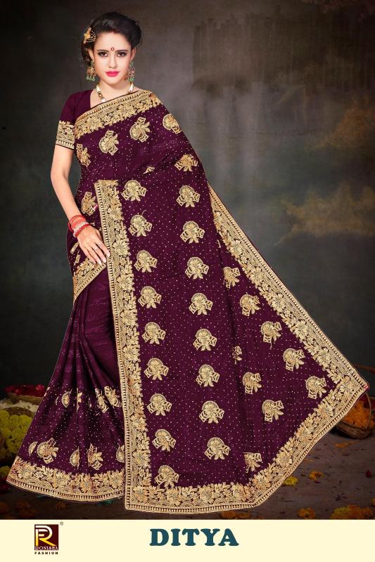 Ronisha Ditya Embroidery Saree Wholesale Catalog