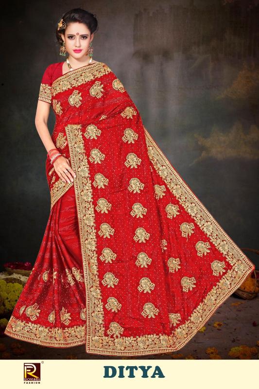 Ronisha Ditya Embroidery Saree Wholesale Catalog