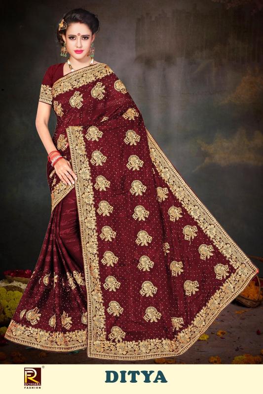 Ronisha Ditya Embroidery Saree Wholesale Catalog