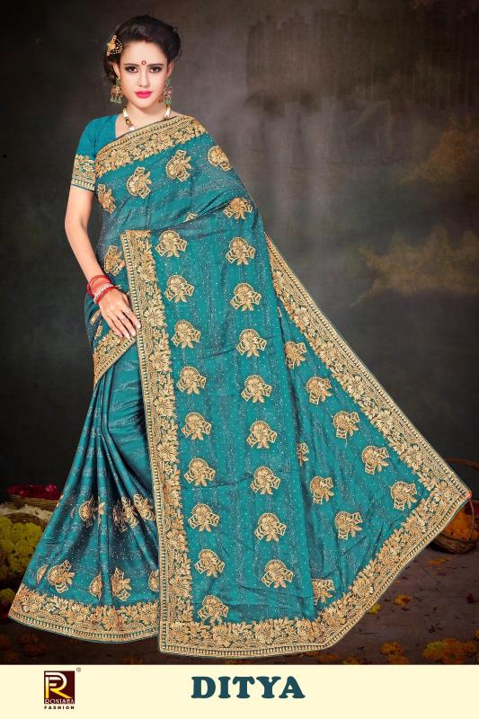 Ronisha Ditya Embroidery Saree Wholesale Catalog