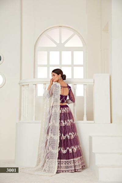 Sabella Amrita Vol 1 3001 Wine Net Multi And Sequence Work Butterfly Net lehenga wholesale in delhi