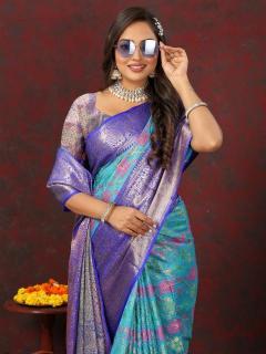 Sabella Blue 284 organic cotton sarees india