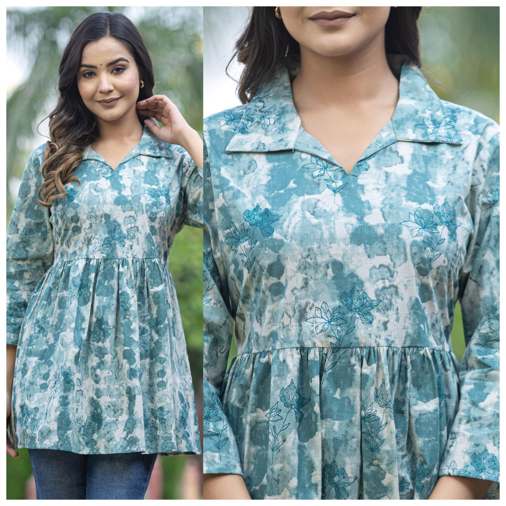 Sabella Cotton Collared Neck peplum top Wholesale Catalog