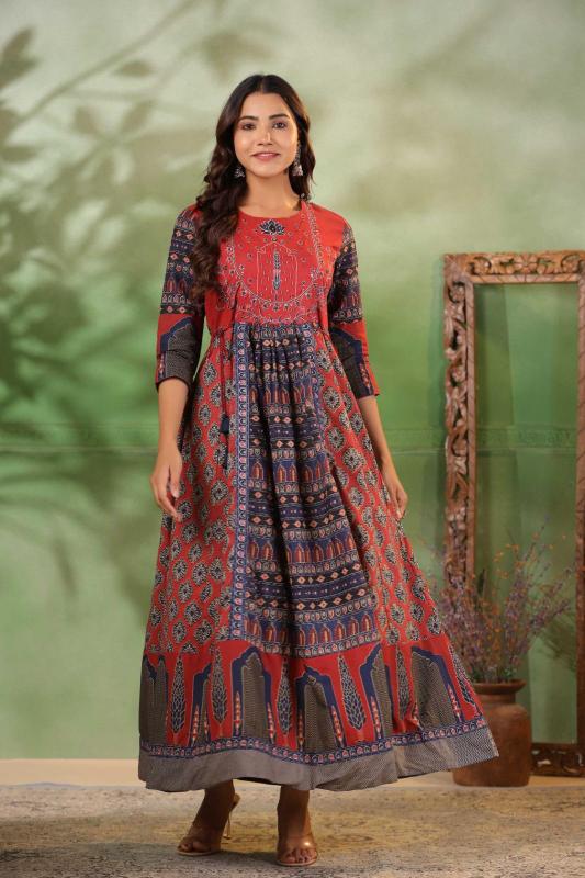 Sabella Rayon Black Anarkali Kurti Online India