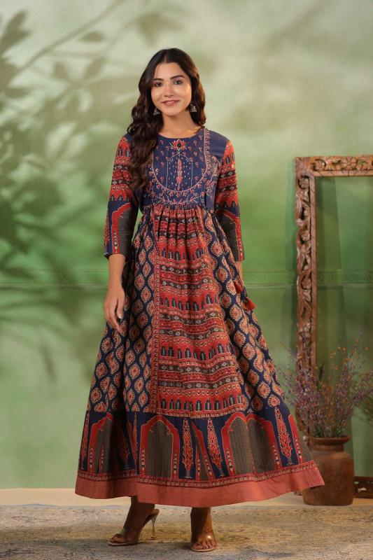 Sabella Rayon Black Anarkali Kurti Online India