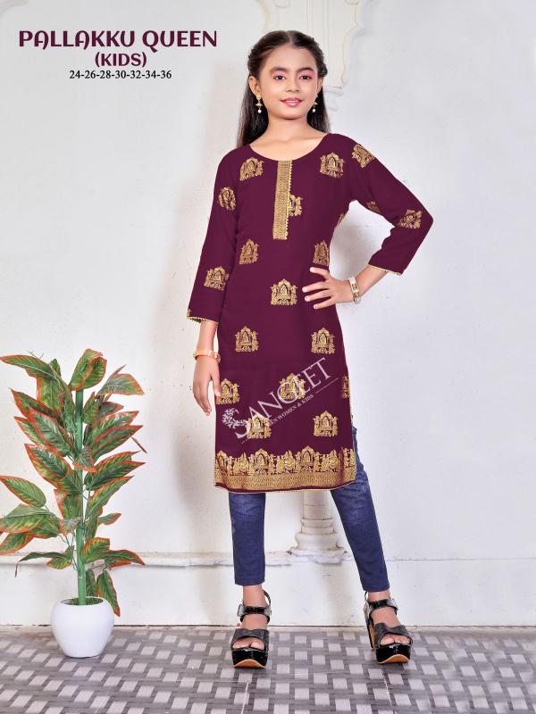 Sangeet Pallakku Queen Kids Wear Kurti Biba India