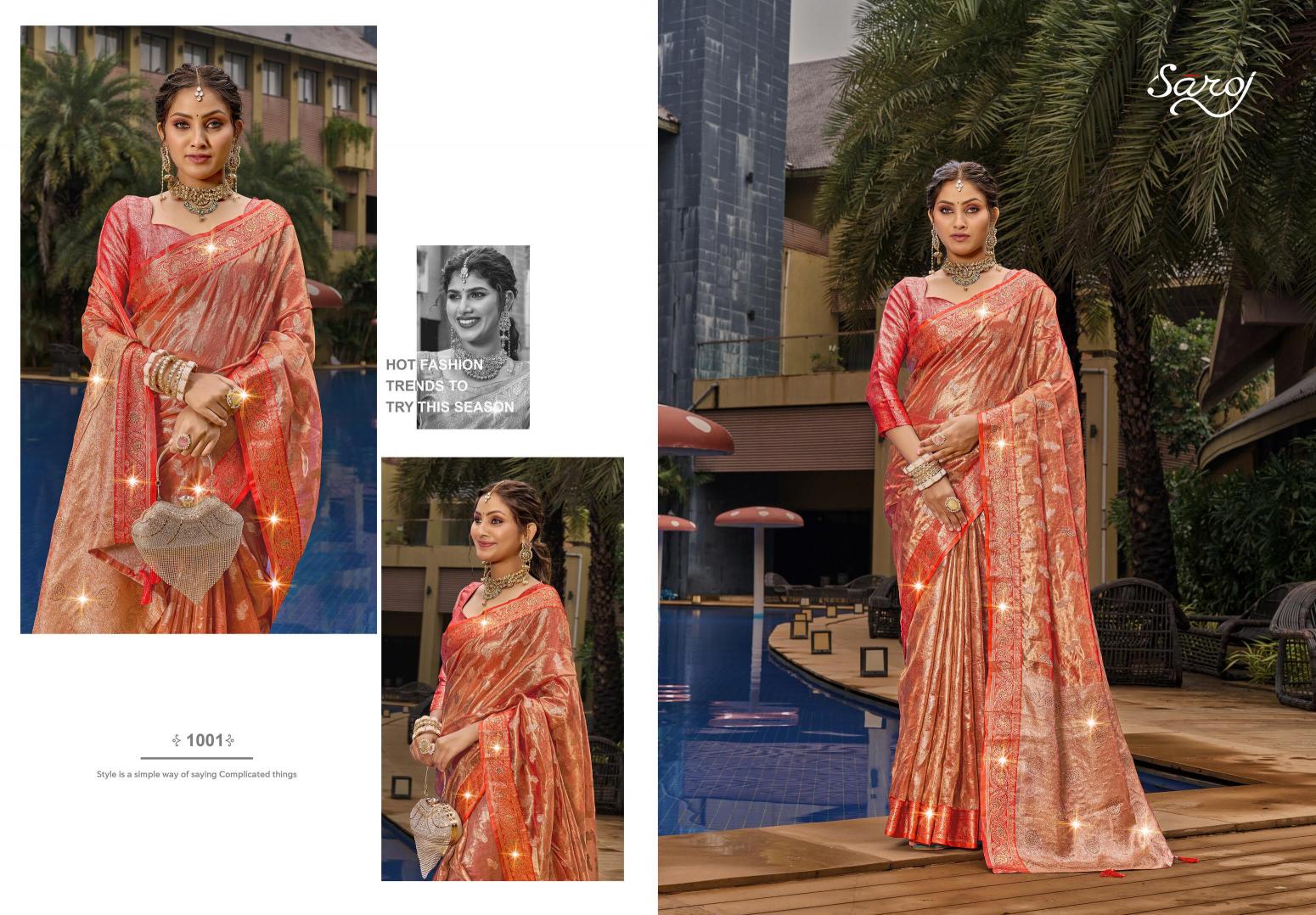 Saroj Lilly tissue vol.2 organza silk saree in surat with price wholesale