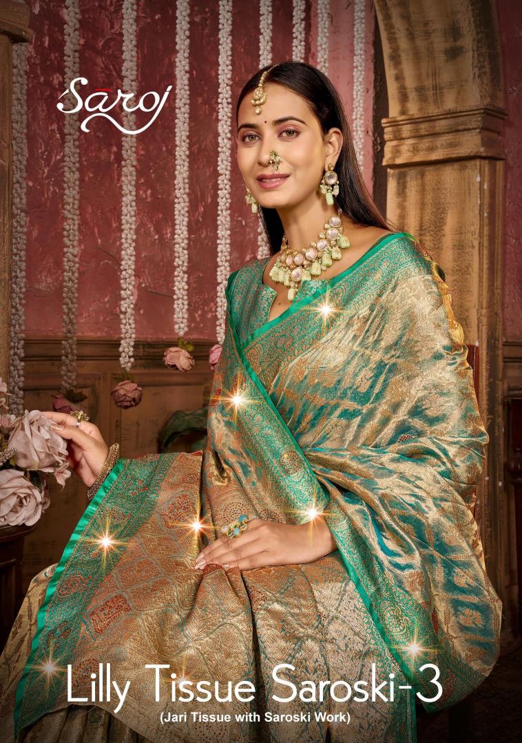 Saroj Lilly tissue vol.3 organza silk saree in surat with price wholesale