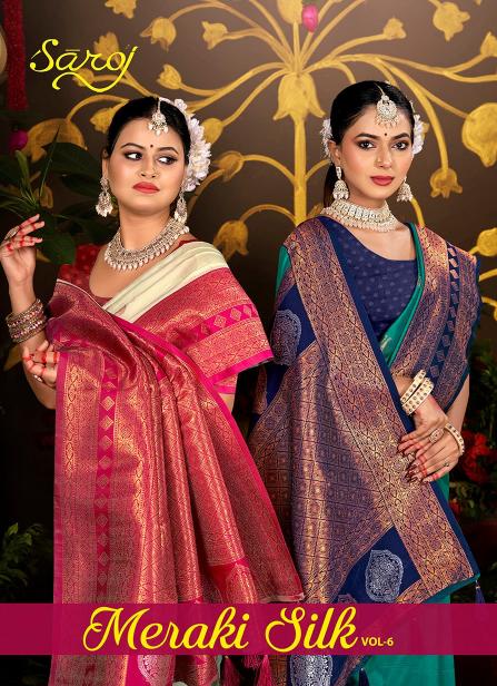 Saroj Meraki silk vol.6 50*600 silk saree in surat with price wholesale 