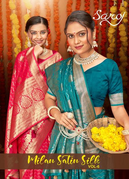 Saroj Milan Satin silk vol.6 Soft silk saree in surat with price wholesale