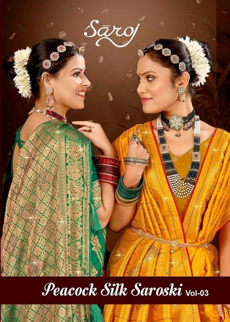 Saroj Peacock vol. 3 Creape silk saree in surat with price wholesale