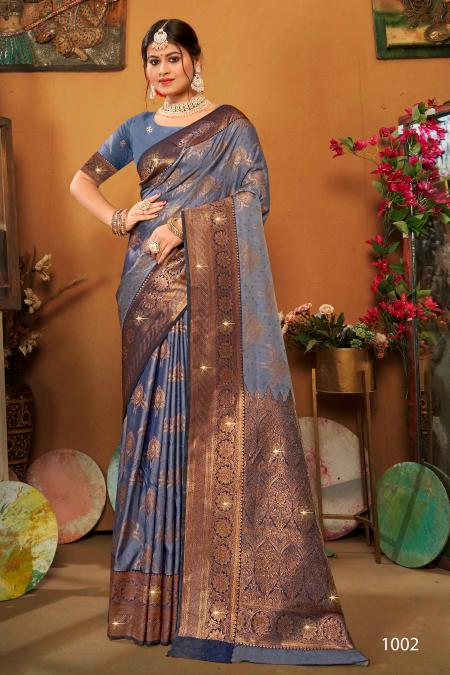 Saroj Pravya Silk Swarovski vol.2 50*600 silk saree in surat with price wholesale 