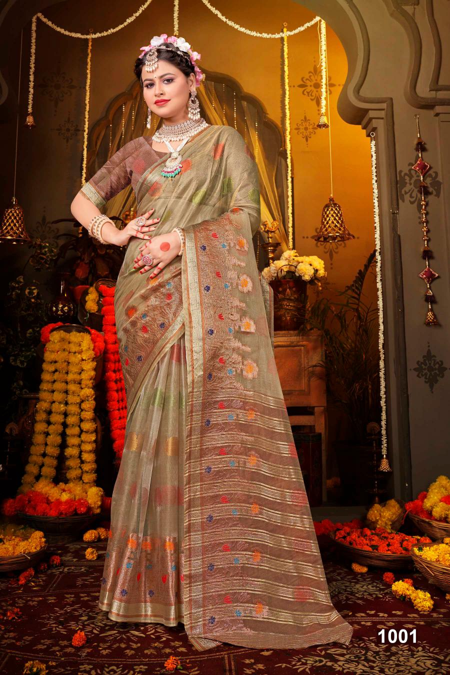 Saroj Pretty woman tissue vol.1 organza silk saree in surat with price wholesale 