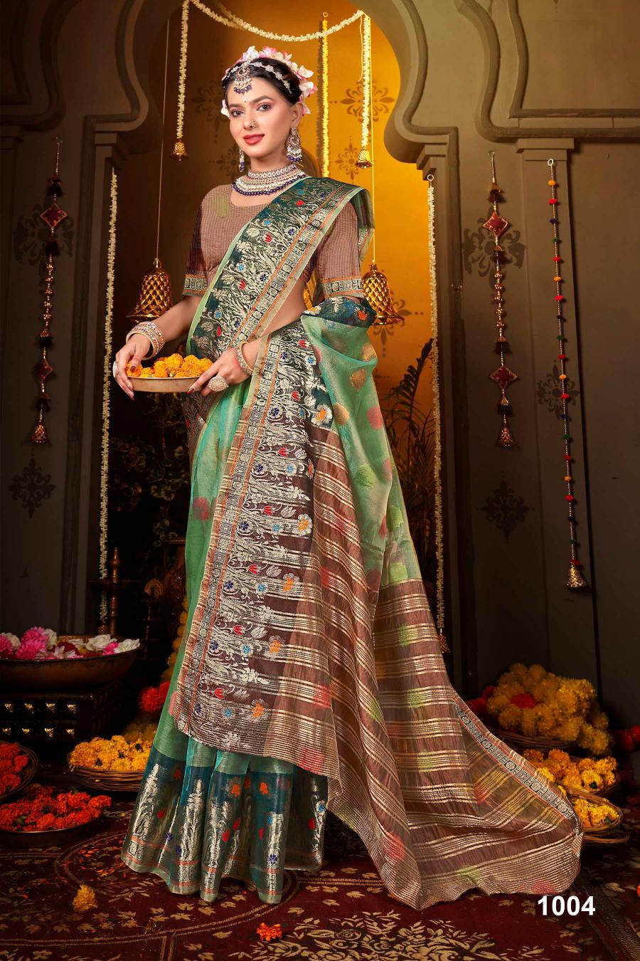 Saroj Pretty woman tissue vol.1 organza silk saree in surat with price wholesale 