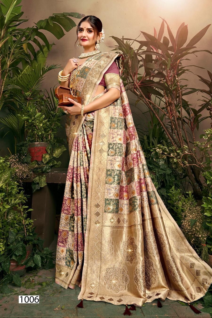 Saroj Tilak organza swarovski vol.1 tissue organza silk saree  in surat with price wholesale 