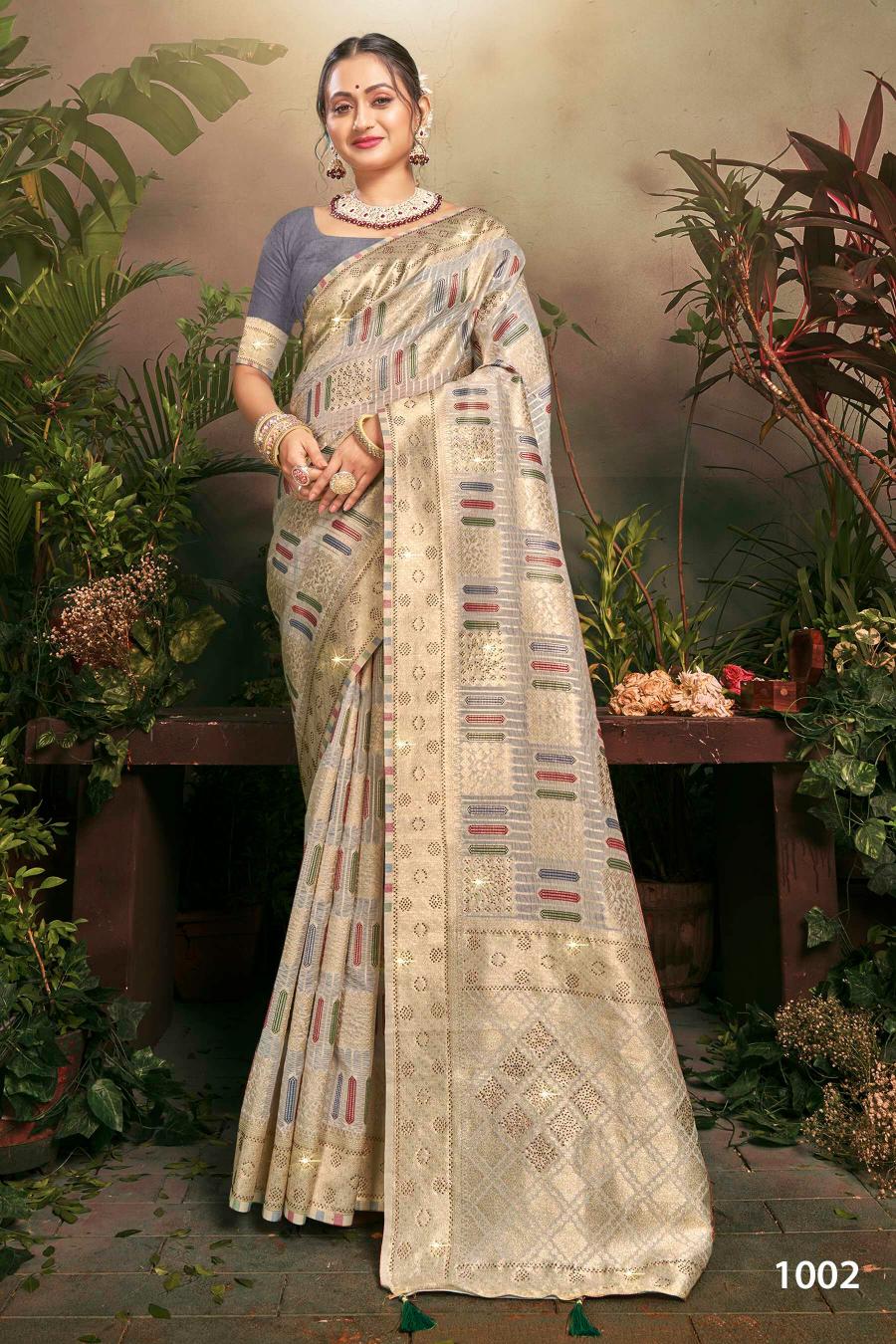 Saroj Tilak organza swarovski vol.3 Tissue orgnaza silk saree in surat with price wholesale 