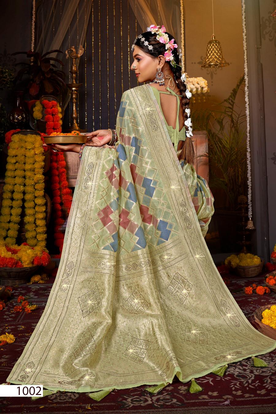 Saroj Tilak organza swarovski vol.5 Tissue orgnaza silk saree in surat with price wholesale 