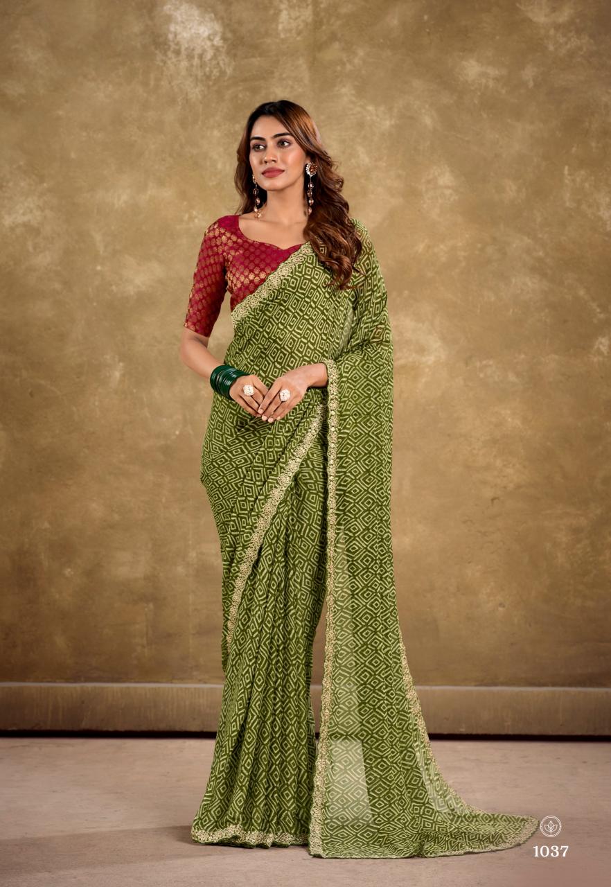 Stavan Chunari Vol 2 Chiffon Embroidered Fancy Saree Jacquard Wholesale Surat