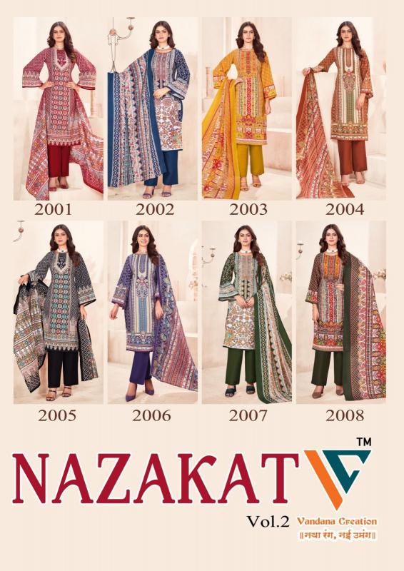 Vandana C Nazakat 2 Cotton Fancy Dress Material Wholesale Catalog