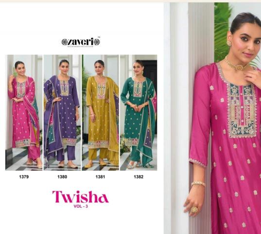 Zaveri Twisha Vol 3 Chinon Ready Made Salwar Suits Wholesale catalog