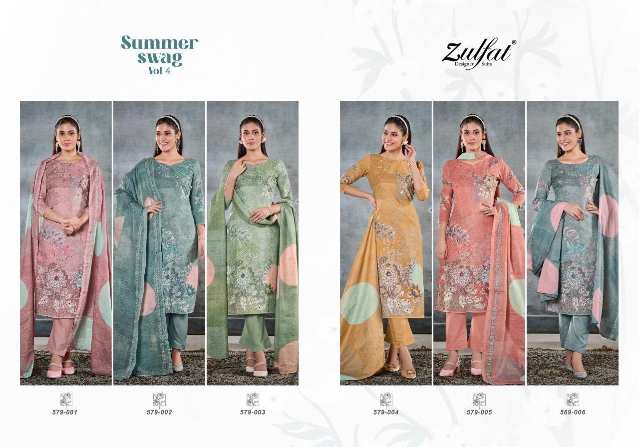 Zulfat Summer Swag Vol 4 Cotton Dress Material Wholesale Catalog