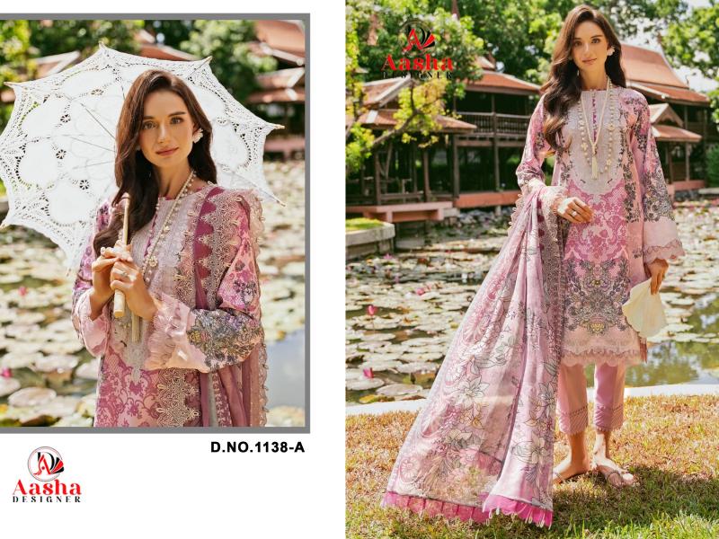 Aasha Needle Wonder Vol 9 Chiffon Dupatta Pakistani Suits Wholesale Catalog