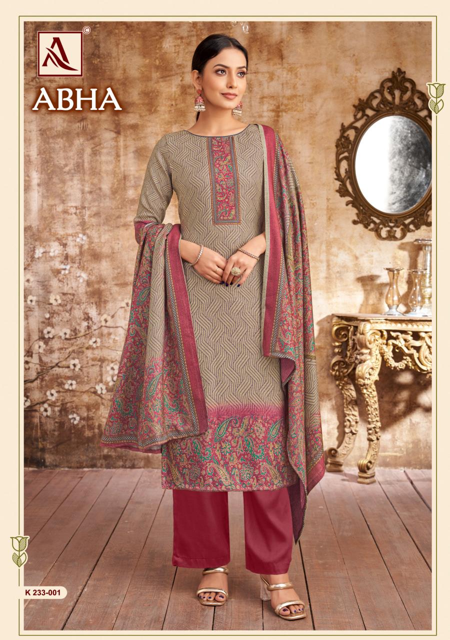 Alok Abha Premium Viscose Winter Digital Print Dress Material Wholesale Catalog