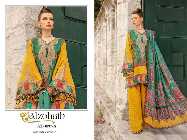 Alzohaib Az 1097 Chiffon Dupatta Pakistani Suit Wholesale Catalog