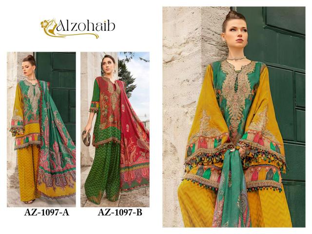 Alzohaib Az 1097 Chiffon Dupatta Pakistani Suit Wholesale Catalog