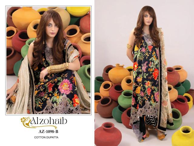 Alzohaib Az 1098 Chiffon Dupatta Pakistani Suits Wholesale Catalog