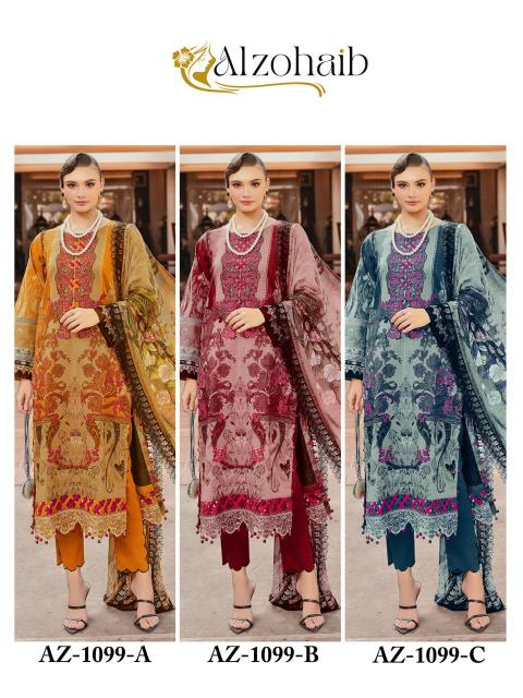 Alzohaib Az 1099 Chiffon Dupatta Pakistani Suits Wholesale Catalog