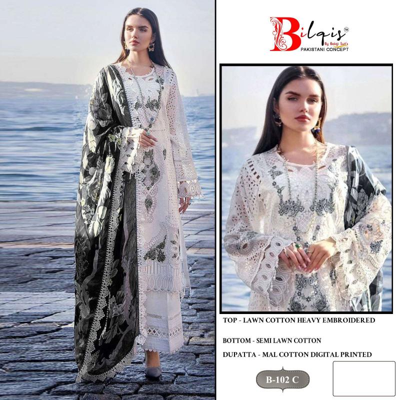 Bilqis B 102 A To C Pakistani Suits Wholesale catalog