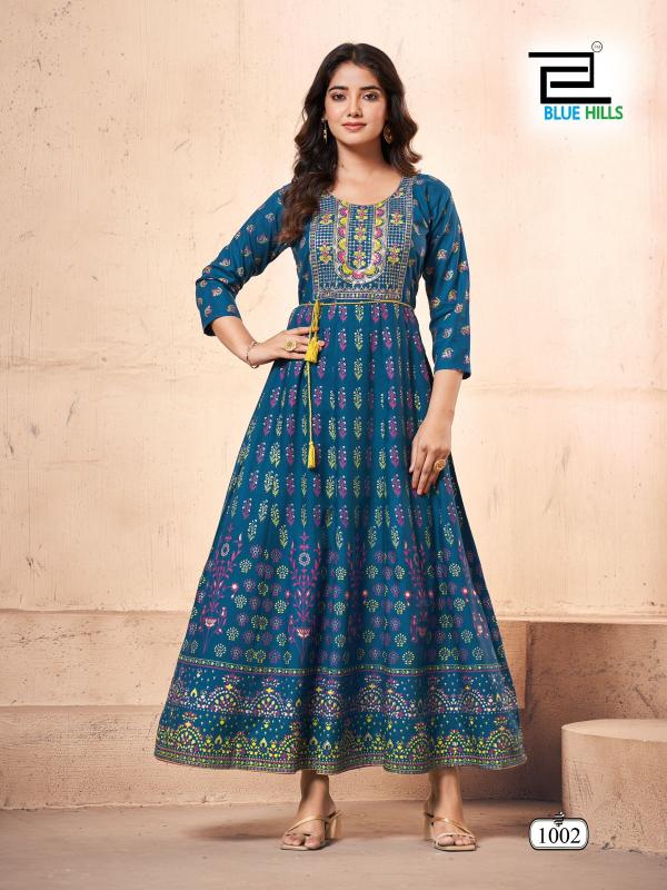 Blue Hills Festival Pro Max long kurti at 1000 rs online in india