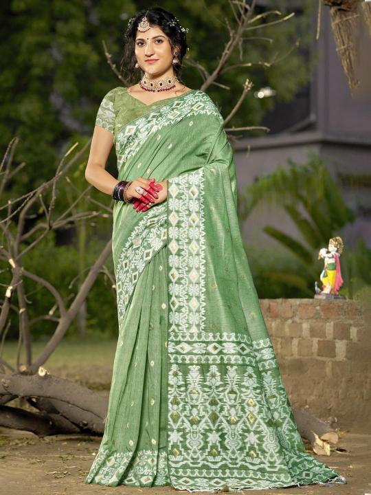 Bunawat Silver Linen Cotton sarees online india