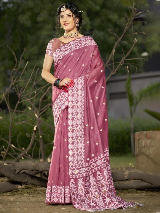 Bunawat Silver Linen Cotton sarees online india