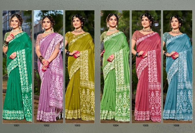 Bunawat Silver Linen Cotton Vol 3 green saree india ammai