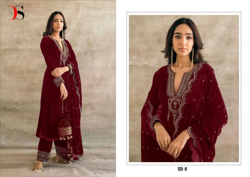 Deepsy 105 ABC Velvet with heavy embroidery Salwar Kameez Wholesale Catalog