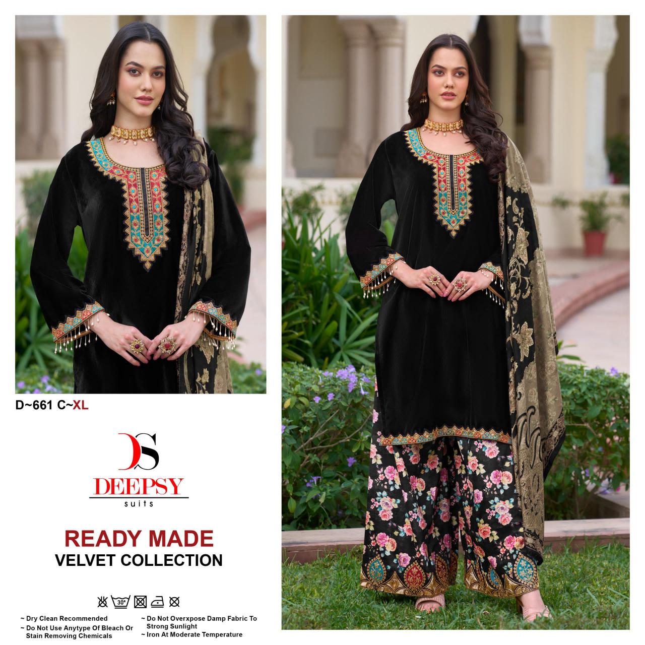 Deepsy Suits D-661 ABCD velvet with embroidery Salwar Kameez Wholesale catalog