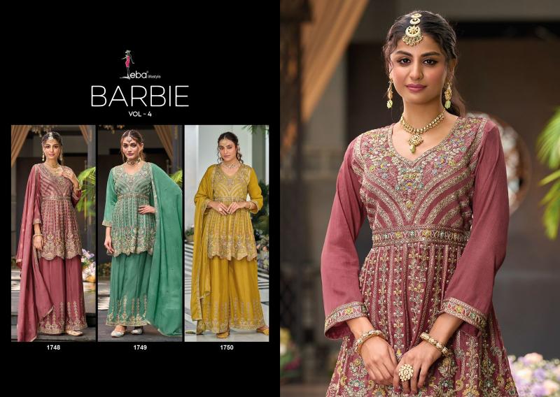 Eba Barbie Vol 4 Chinon Embroidered Ready Made Salwar Kameez Wholesale Catalog