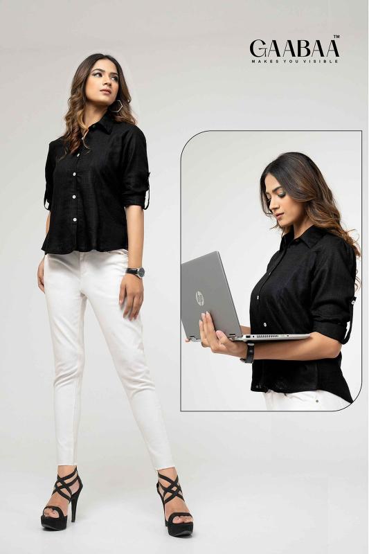 Gaabaa 2106 Cotton Viscose Blended Heavy Linen formal shirt for women