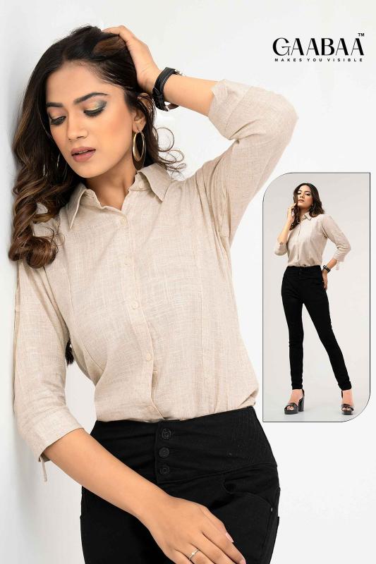 Gaabaa 2106 Cotton Viscose Blended Heavy Linen formal shirt for women