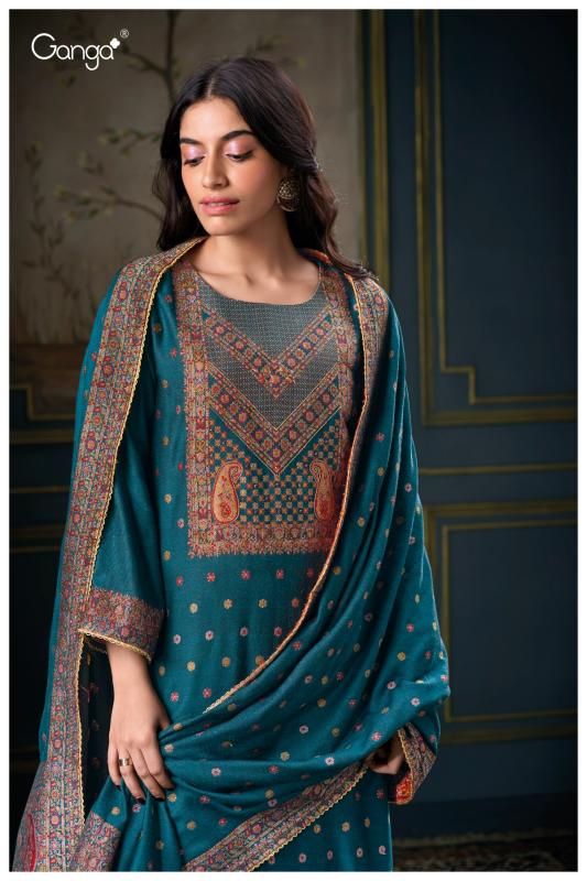 Ganga Myine 3064 Pure Pashmina Jacquard Salwar Kameez Wholesale Catalog