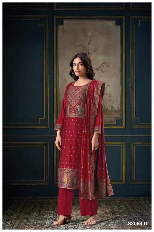 Ganga Myine 3064 Pure Pashmina Jacquard Salwar Kameez Wholesale Catalog