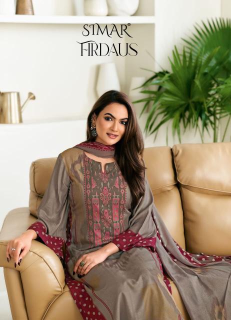 Glossy Simar Firdaus Viscose Pashmina Digital Printed Salwar Kameez Wholesale Catalog