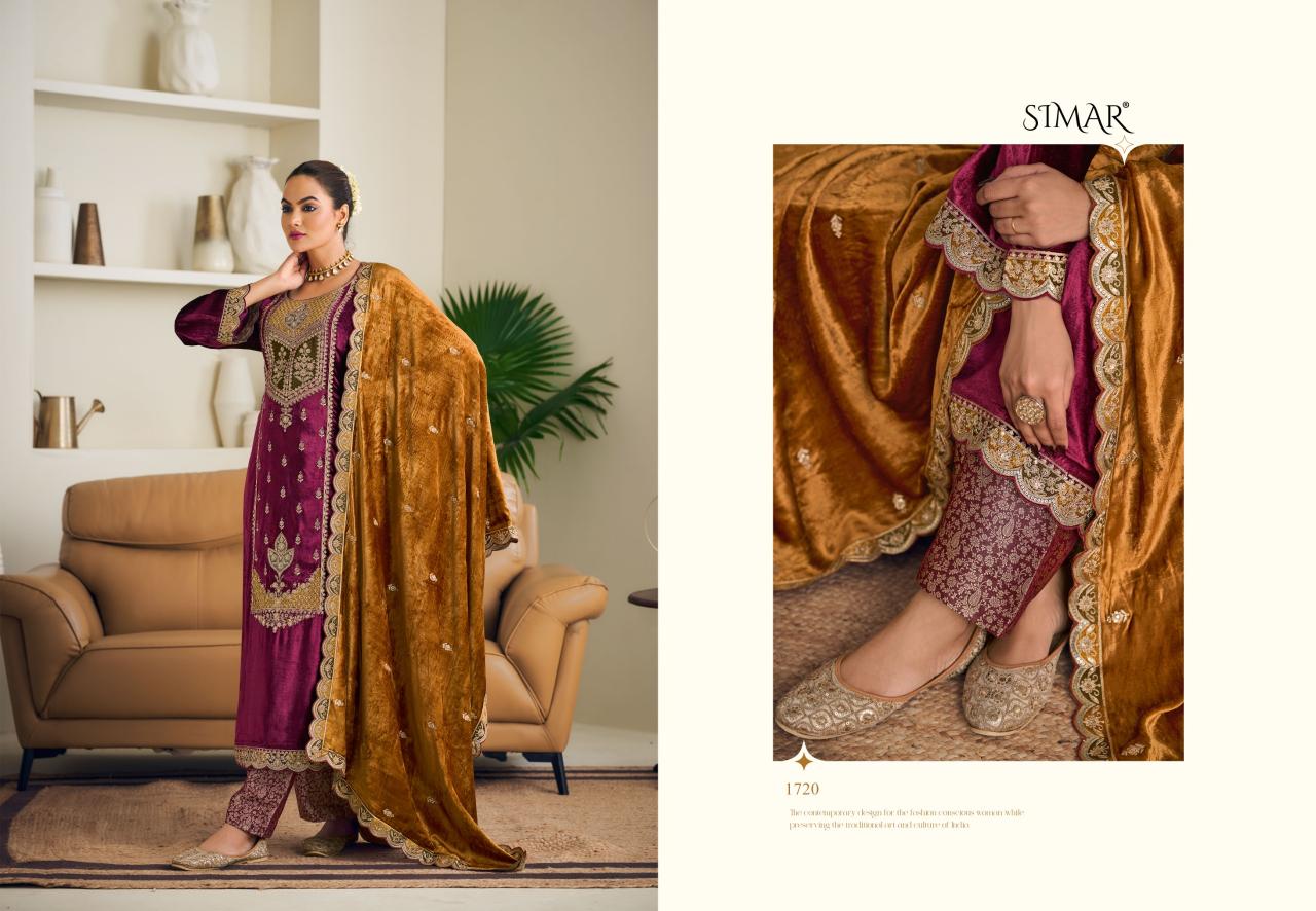 Glossy Simar Velvet Ishq Pure Viscose Velvet Salwar Kameez Wholesale Catalog