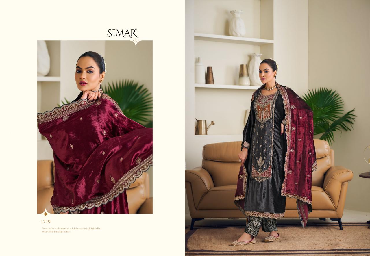 Glossy Simar Velvet Ishq Pure Viscose Velvet Salwar Kameez Wholesale Catalog