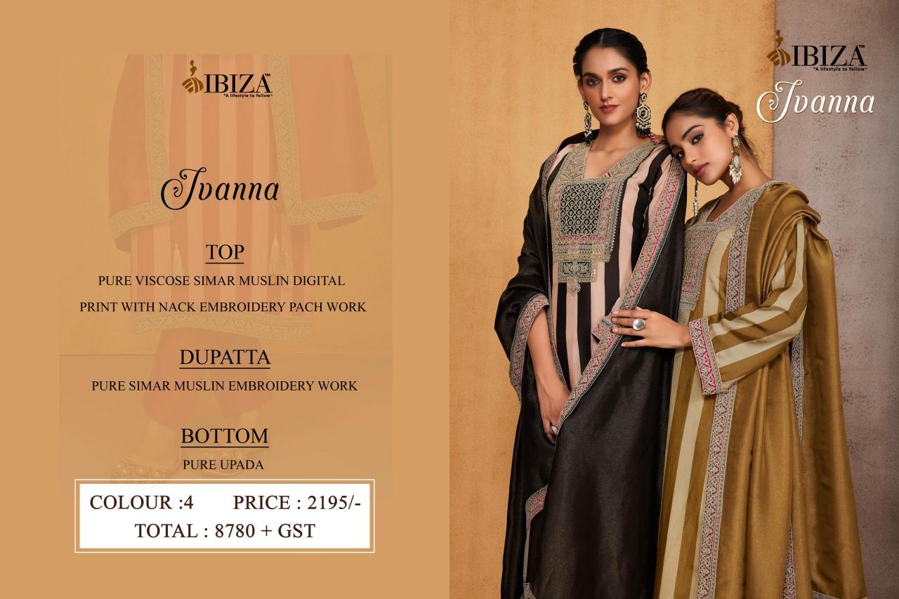 Ibiza Ivanna Pure Viscose Simar Muslin Salwar Suits wholesale catalog