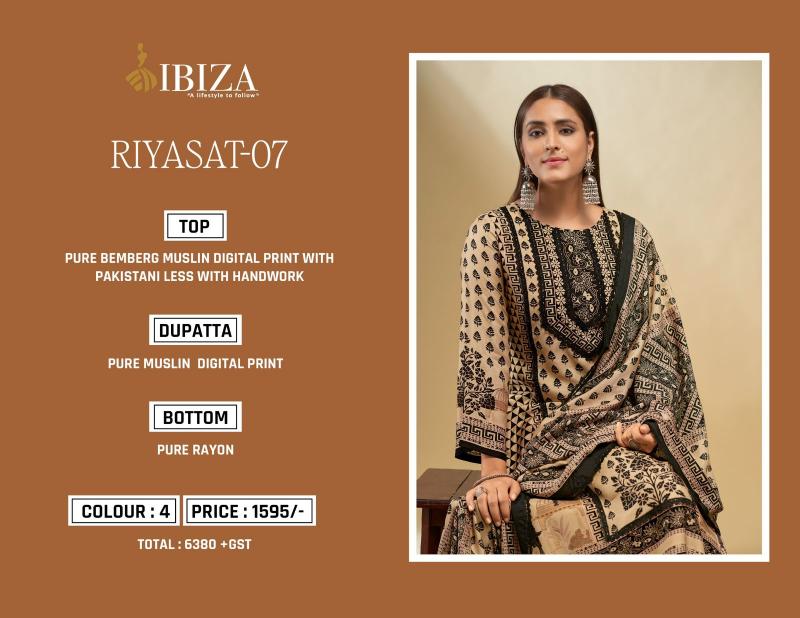 Ibiza Riyasat Vol 7 Muslin Digital Printed Salwar Suits wholesale catalog